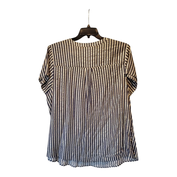 Torrid Plus Size Blue, White,and Gold Striped Blouse, Size 3X - Picture 3 of 4